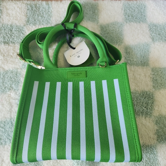 kate spade Handbags - NEW Kate Spade Green Knit Stripe Crossbody Bag